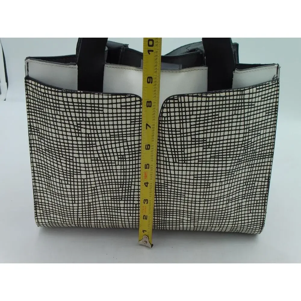 London Fog Faux‎ Leather Satchel Handbag - Black/ White for women